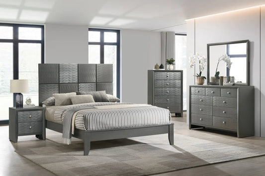 5pcs Denker Gunmetal Bedroom Set