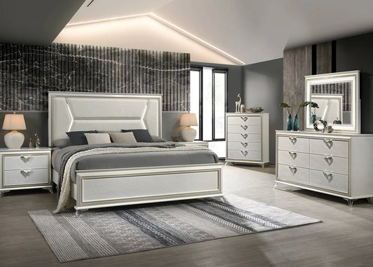 5pcs B6500 Chiara LED White Bedroom Set