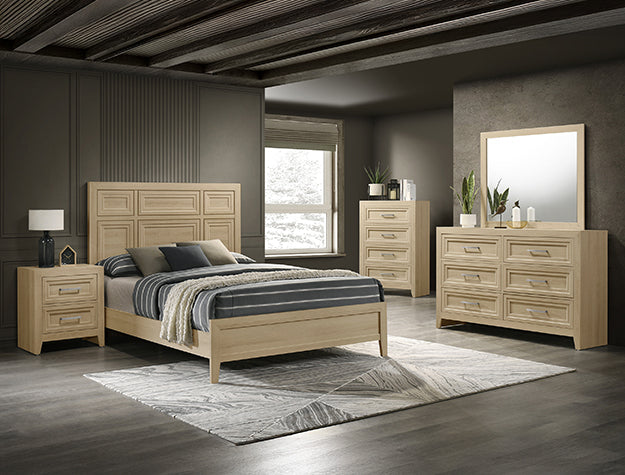 LORRAINE QUEEN HB/FOOTBOARD NATURAL