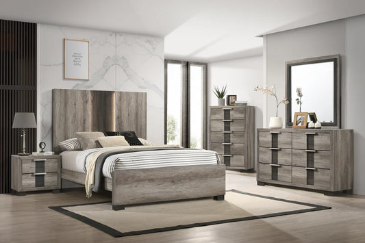 5pcs Rangley Brown Wood Finish Bedroom Set