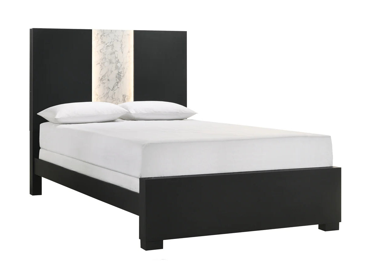 5pcs Rangley Black Wood Finish Bedroom Set