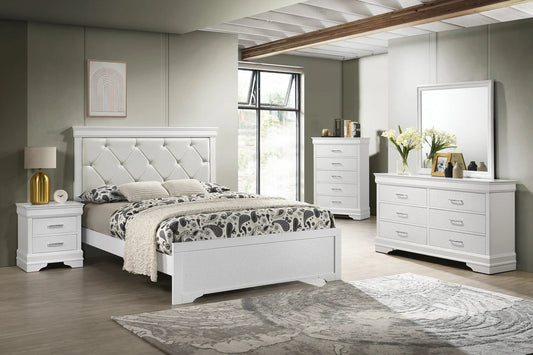 5pcs Amalia White Finish Bedroom Set