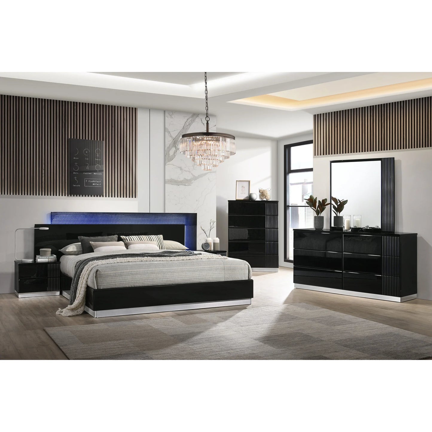 4pcs  Black B77 Modena Bedroom Set