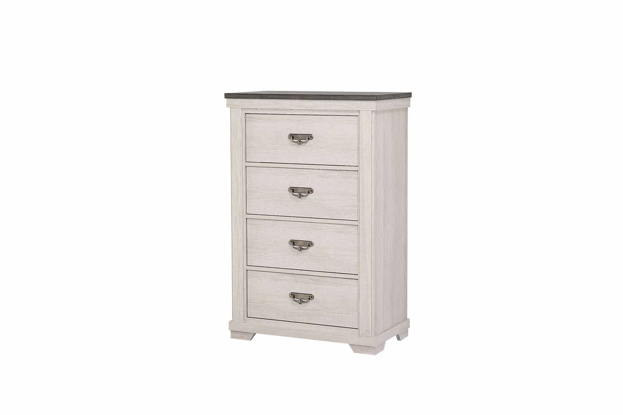 5pcs Leighton Cream & Brown Wood Finish Bedroom Set