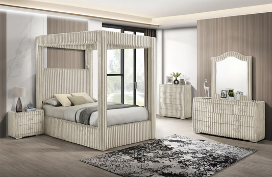 5pcs or 4pcs B9013 Atlam w Henley Cream Bedroom Set