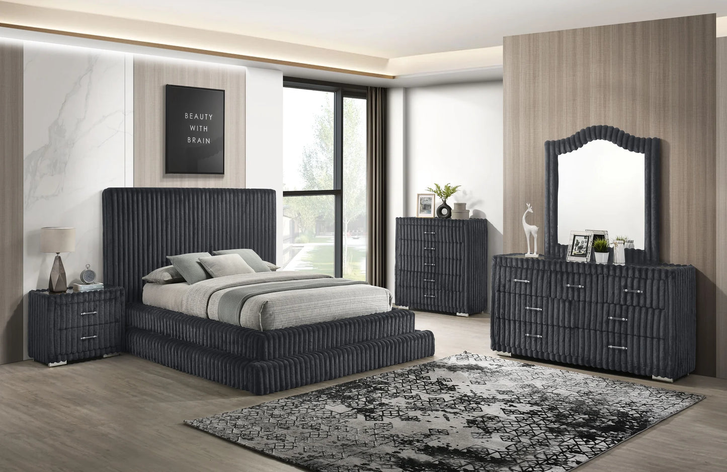 5pcs & 4pcs B9020 Micah w/Henley Grey Bedroom Set