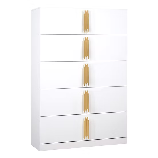 5pcs or 4pc B9060 Glamor White & Gold Velvet Bedroom Set