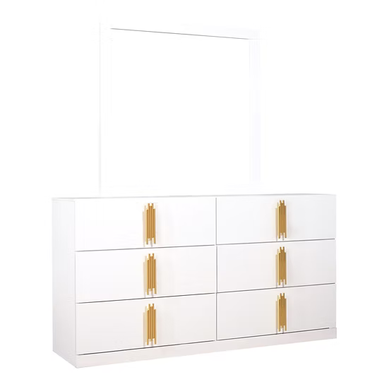 5pcs or 4pc B9060 Glamor White & Gold Velvet Bedroom Set