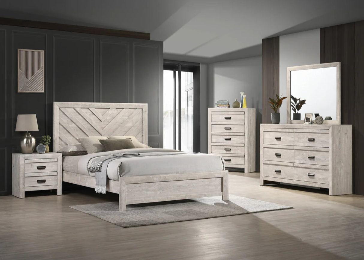 5pcs Valor White Wood Finish Bedroom Set