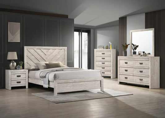 5pcs Valor White Wood Finish Bedroom Set