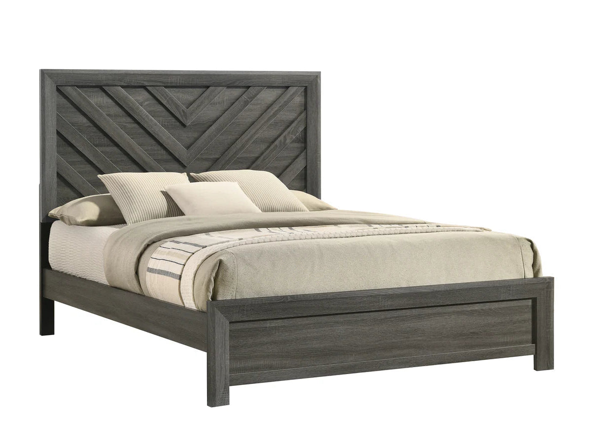 5pcs Valor Grey Wood Finish Bedroom Set