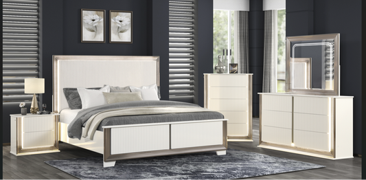 5pcs Beverly White Bedroom Set