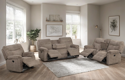 BRAVO20  3pc Brown Fabric Reclining Set