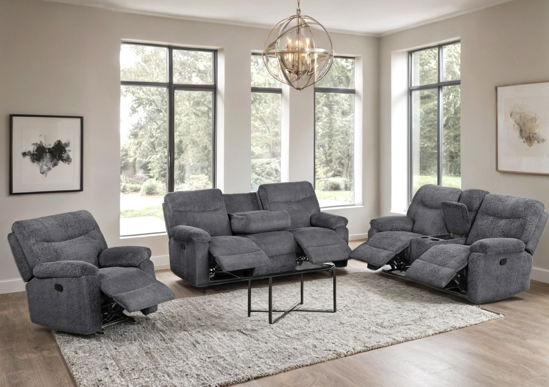 BRAVO21  3pc Gray Fabric Reclining Set