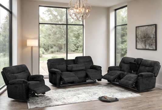 BRAVO22  3pc Black Reclining Set