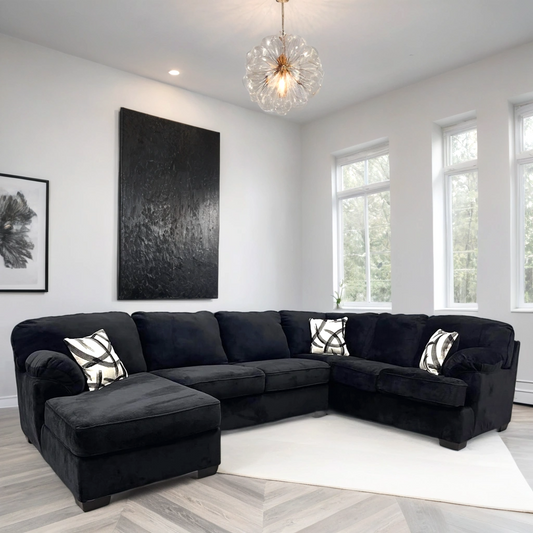 Brentwood Black Fabric Sectional