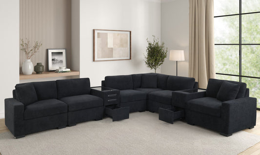 Barista Black 8PC Modular Sectional
