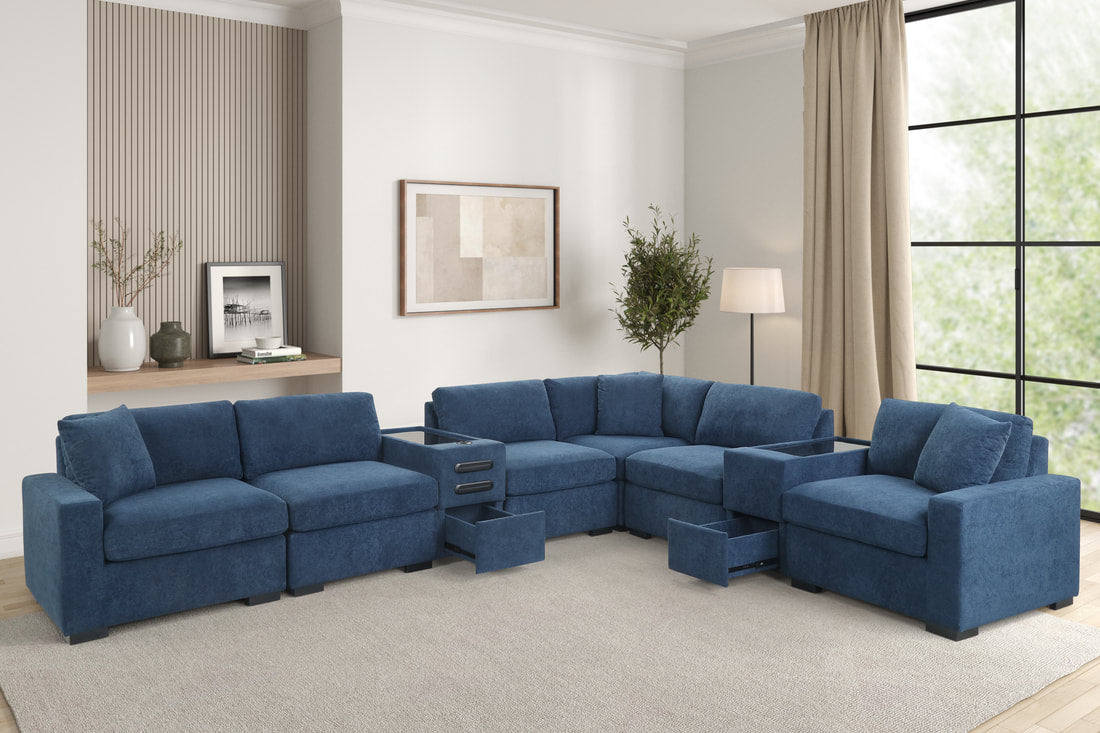 Barista Blue 8PC Modular Sectional Set