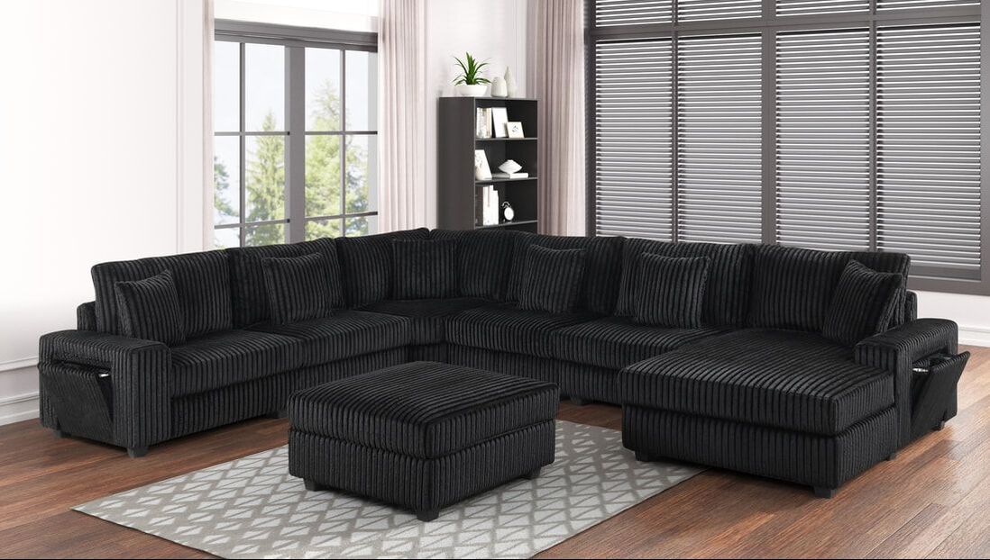 7pcs Bazoka Black Oversized Sectional