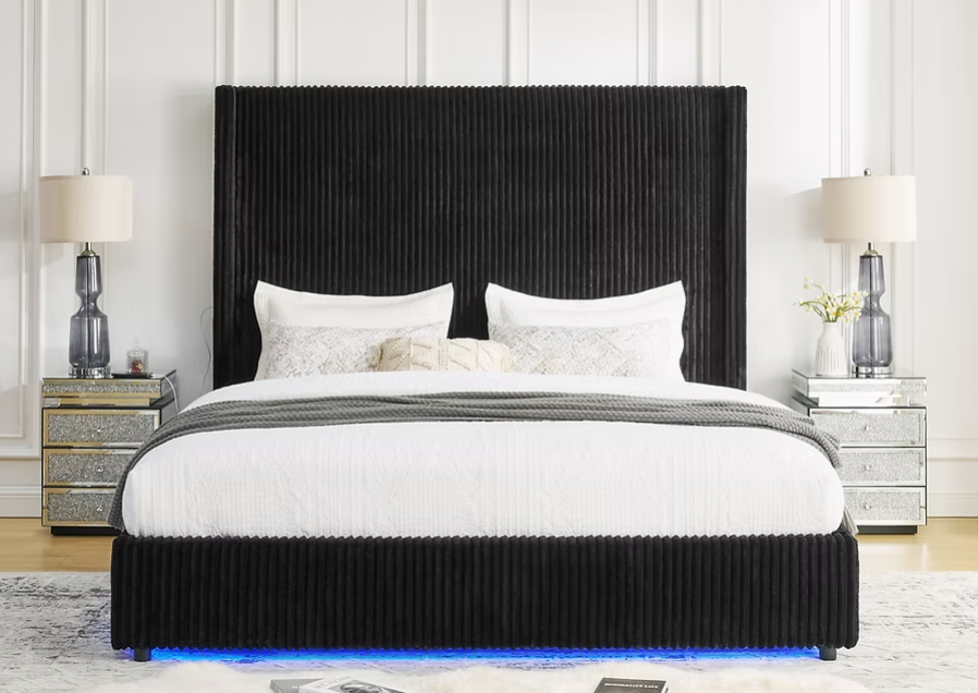 B300 Belinda Black Velvet Bed Frame
