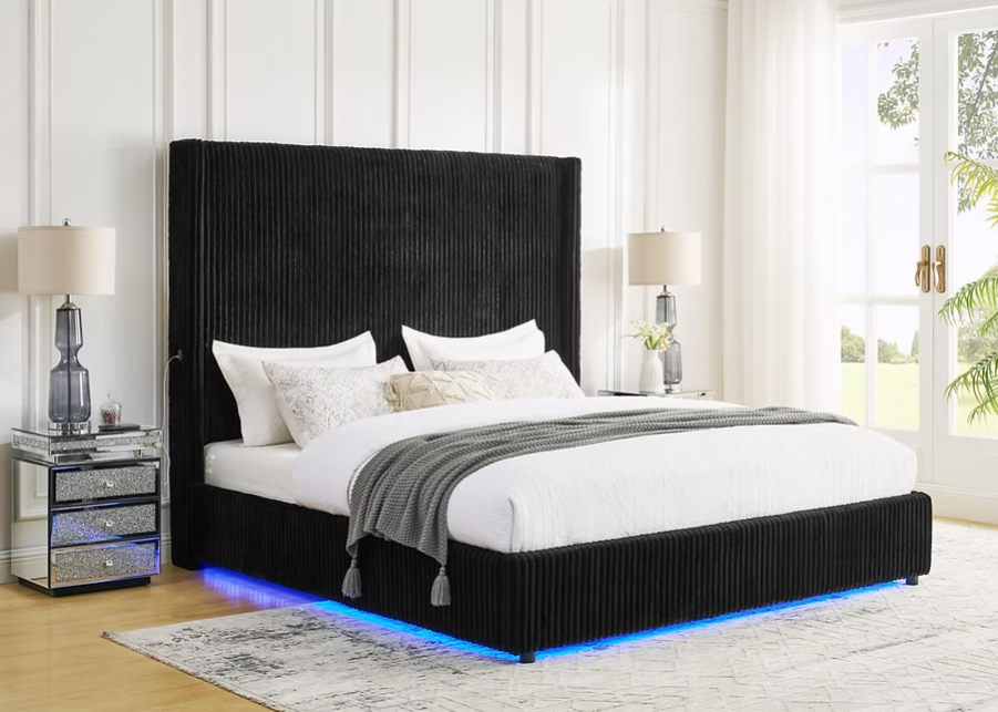 B300 Belinda Black Velvet Bed Frame