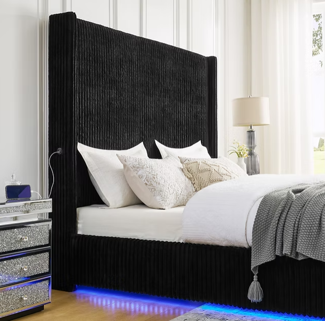 B300 Belinda Black Velvet Bed Frame