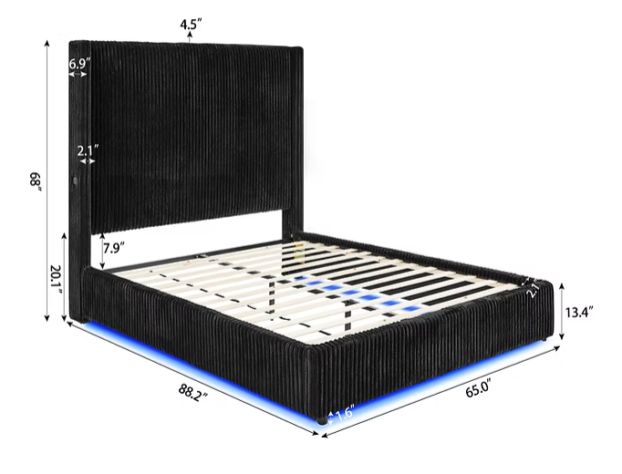 B300 Belinda Black Velvet Bed Frame