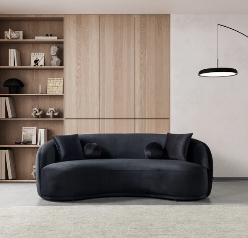 Bonita Black Velvet Sofa 91