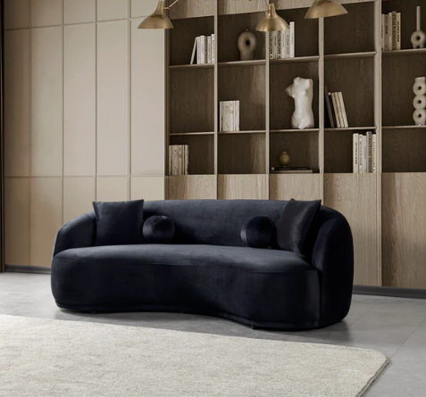 Bonita Black Velvet Sofa 91