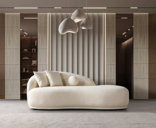 Bonita Ivory Boucle Sofa Chaise 87"
