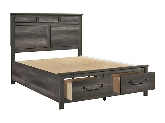 B1450 Amelia Greyish Brown Wood Finish Bedroom Set