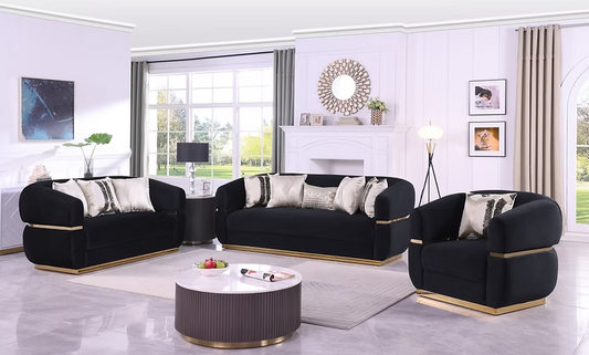 3pcs or 2pcs S3500 Carmela Black Sofa & Loveseat