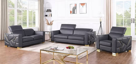 3pcs or 2pcs MI-1240 Astra Dark Navy Italian Leather Sofa, Loveseat & Chair