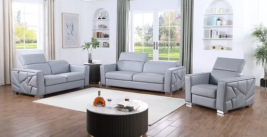 3pcs or 2pcs MI-1240 Astra Light Blue Italian Leather Sofa, Loveseat & Chair