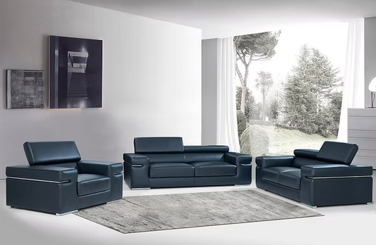 3pcs or 2pcs MI-8020 Soho Black Italian Leather Sofa, Loveseat & Chair