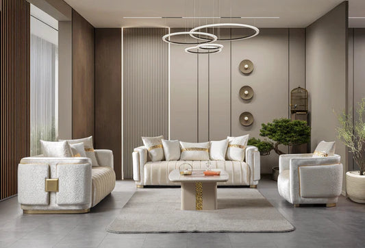 Carlina Ivory Velvet Sofa & Loveseat