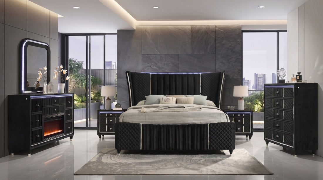 Cleopatra Black 4PC OR 5PC Set Bedroom Set