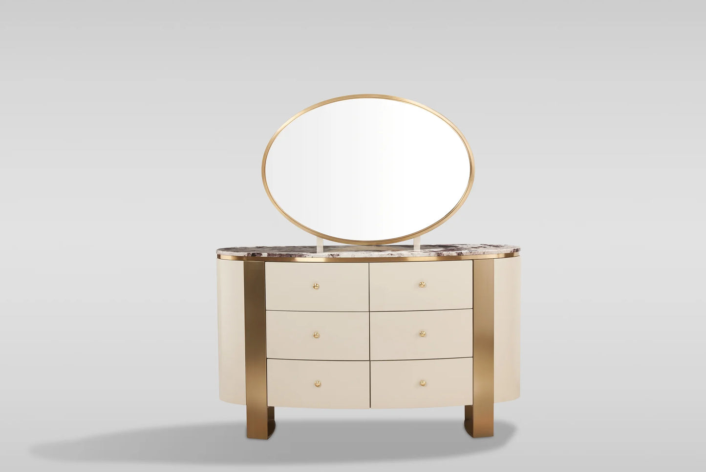 Cream & Gold Cornina Dresser and Mirror