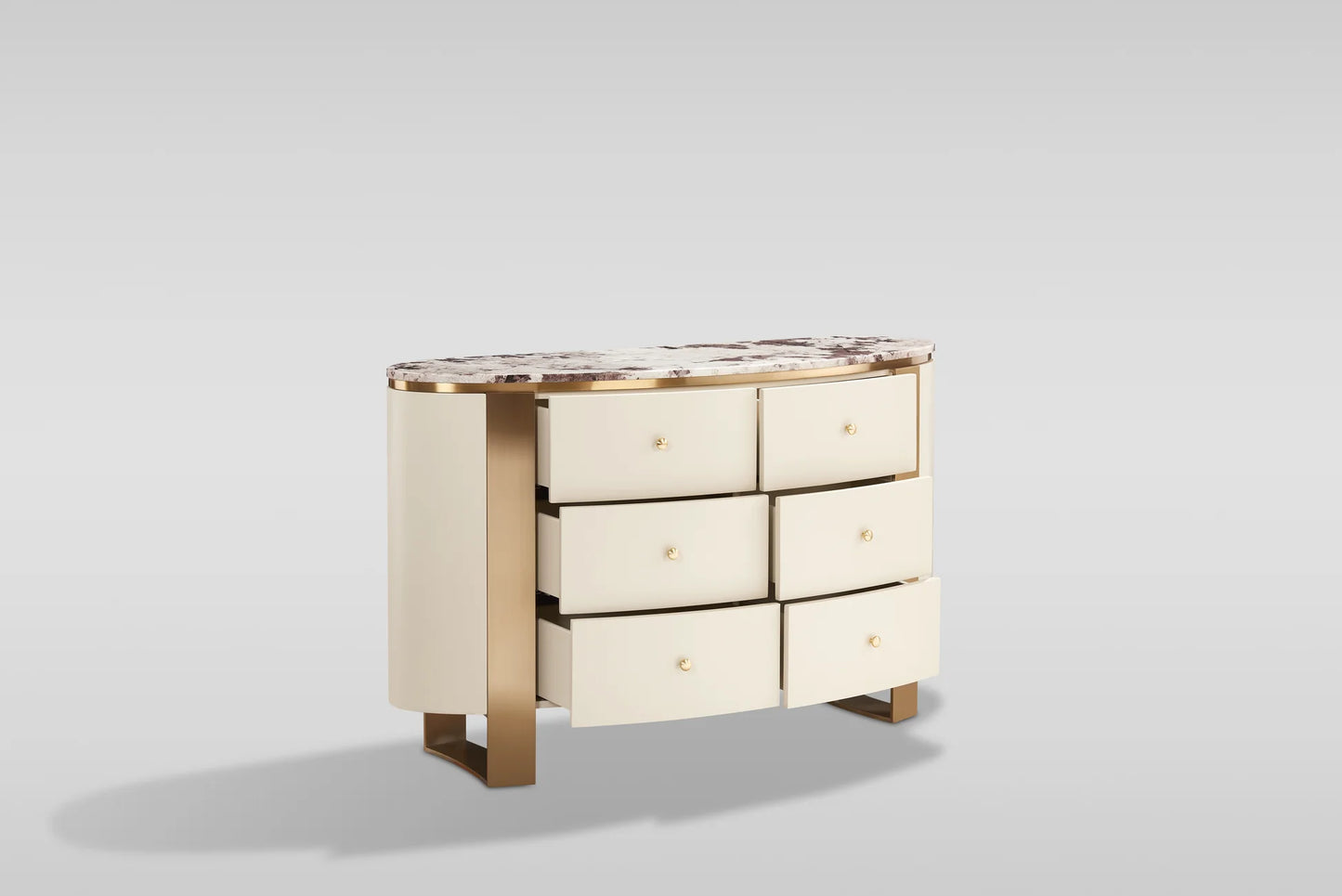 Cream & Gold Cornina Dresser and Mirror