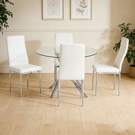 D108 - White 5pcs Dining Set