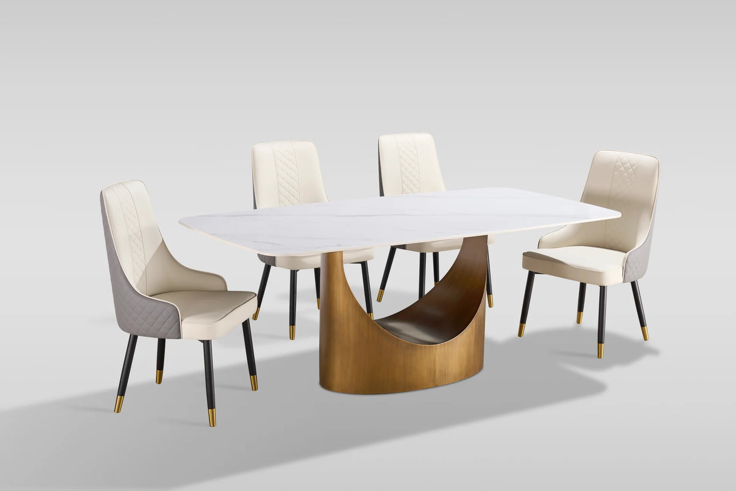 5pcs D1576 Roxy White/Bronze Dining Set