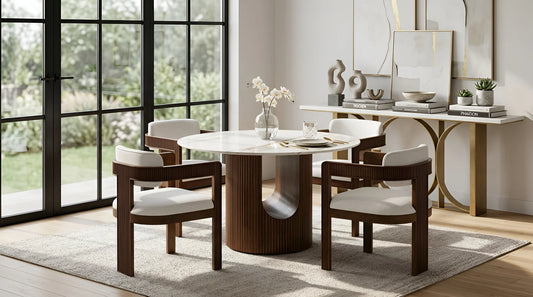 5pcs D1581 Jorri White/Walnut Dining Set
