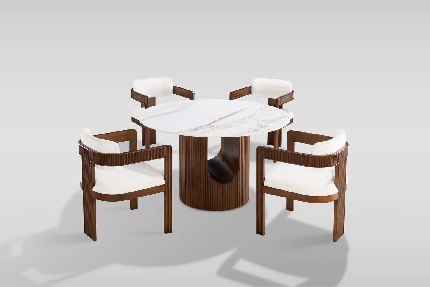 5pcs D1581 Jorri White/Walnut Dining Set