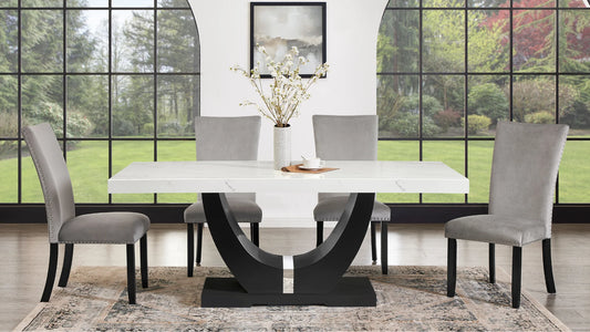 D180 Larry Grey Faux Marble 7pcs Dining Set