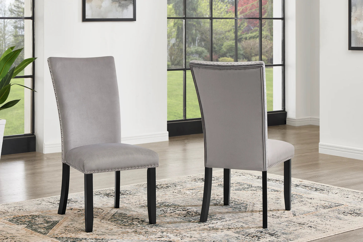 D180 Larry Grey Faux Marble 7pcs Dining Set