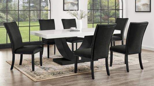 D180 Larry Black 7pcs Dining Set