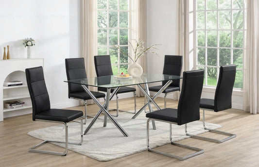 7pcs D201 Black  Dining Set