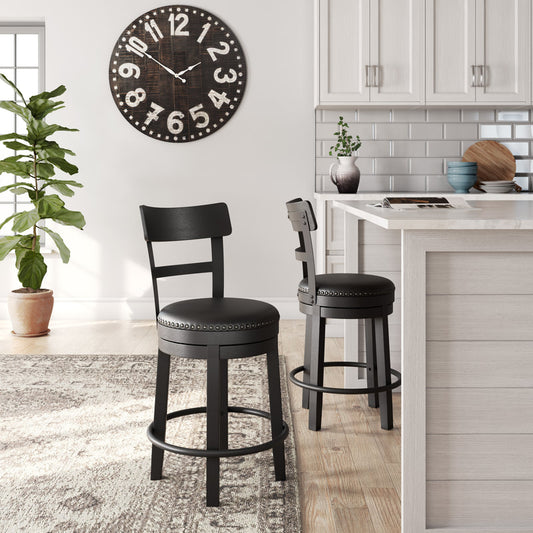 D546-624 - 24 Black Counter Height Swivel Barstool