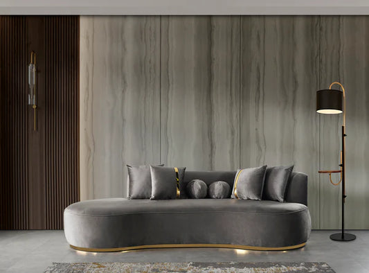 Ella Gray Velvet 106 Chaise Lounge