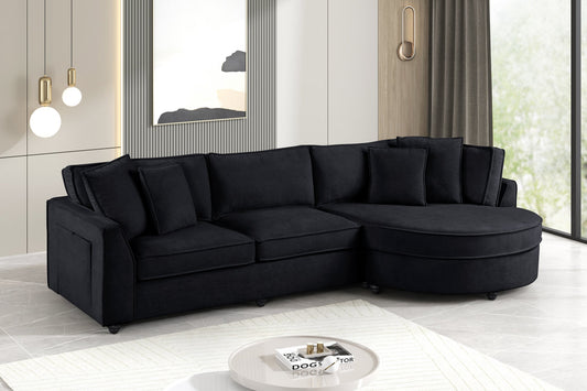 Elva Black Sectional (w/ Reversible Chaise)